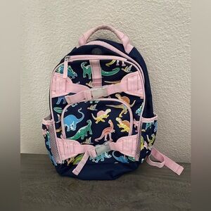 Pottery Barn Kids Navy Dinosaur Backpack with Pink Straps